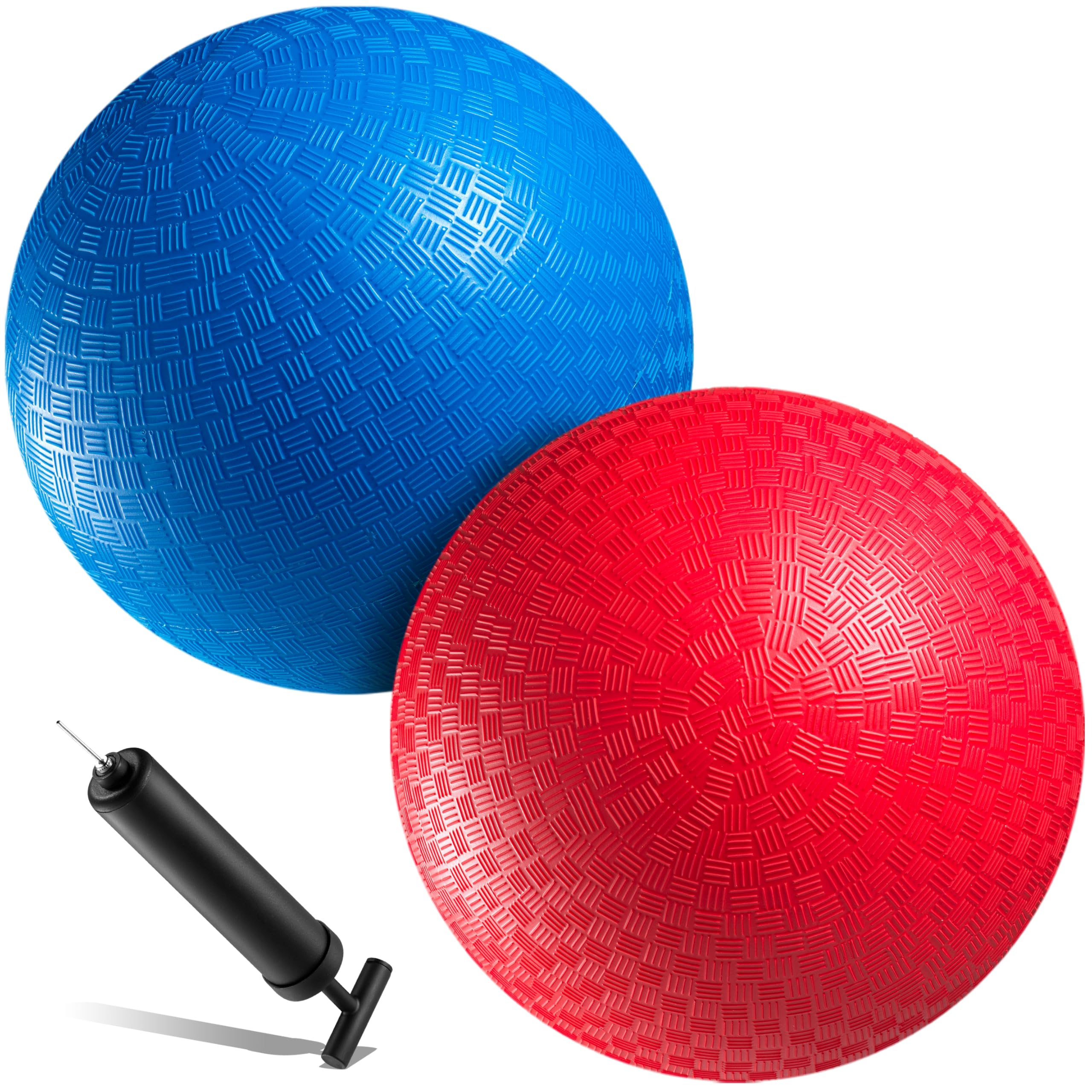 Red & Blue Kickball Set - (9 Inch) with Pump for Toddlers Kids & Adults - Indoor & Outdoor Gym Sports Toys - Fun Playground Balls for Kids Dodgeball, Four Square, PE, Games, Recess and More