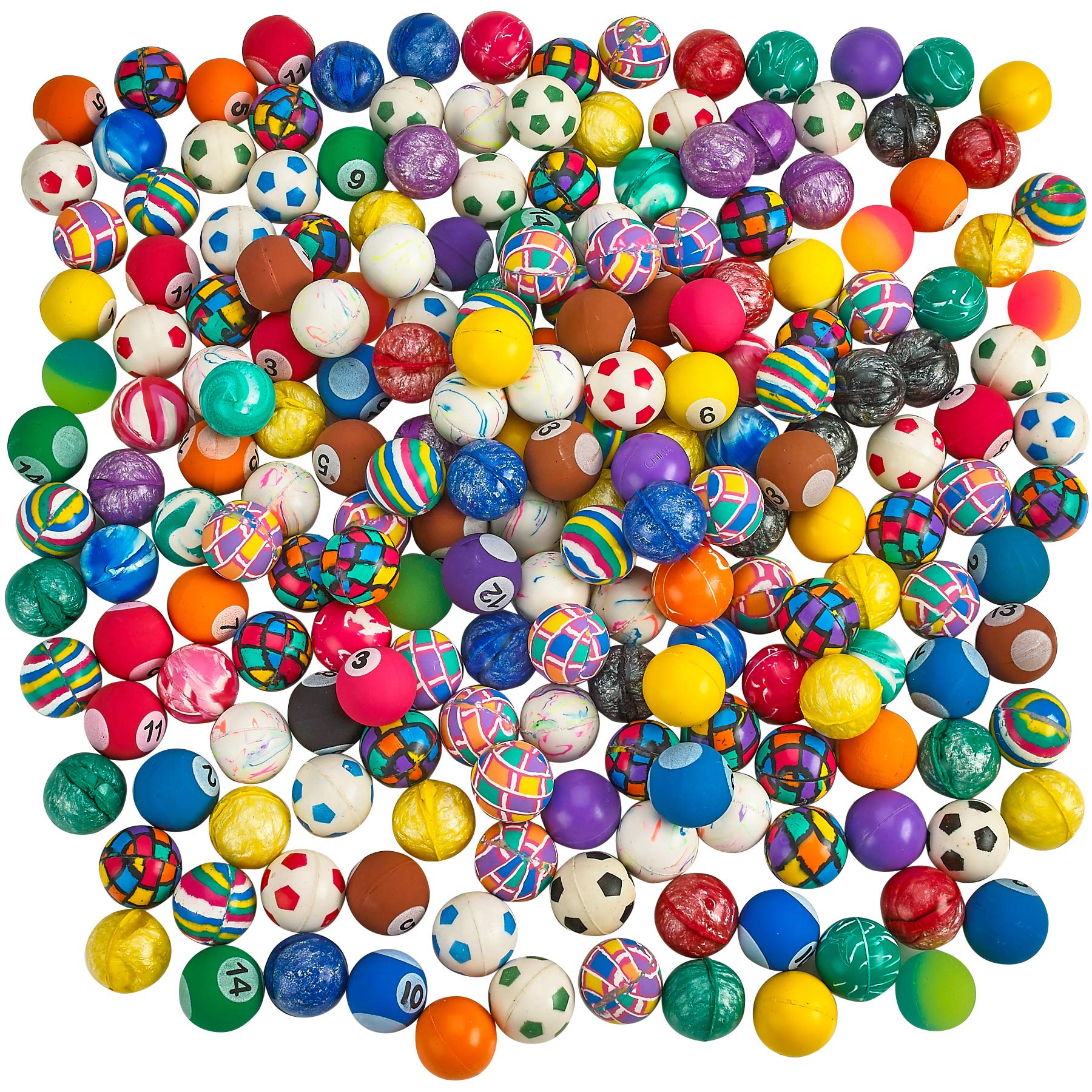 Bedwina Bouncy Balls Bulk Case - 1-Inch (27mm) High Bounce Rubber Balls, Assorted Colors Bouncing Balls for Kids Party Favors, Prizes, Treasure Boxes, Carnival Games & Vending Machines, 250-Count