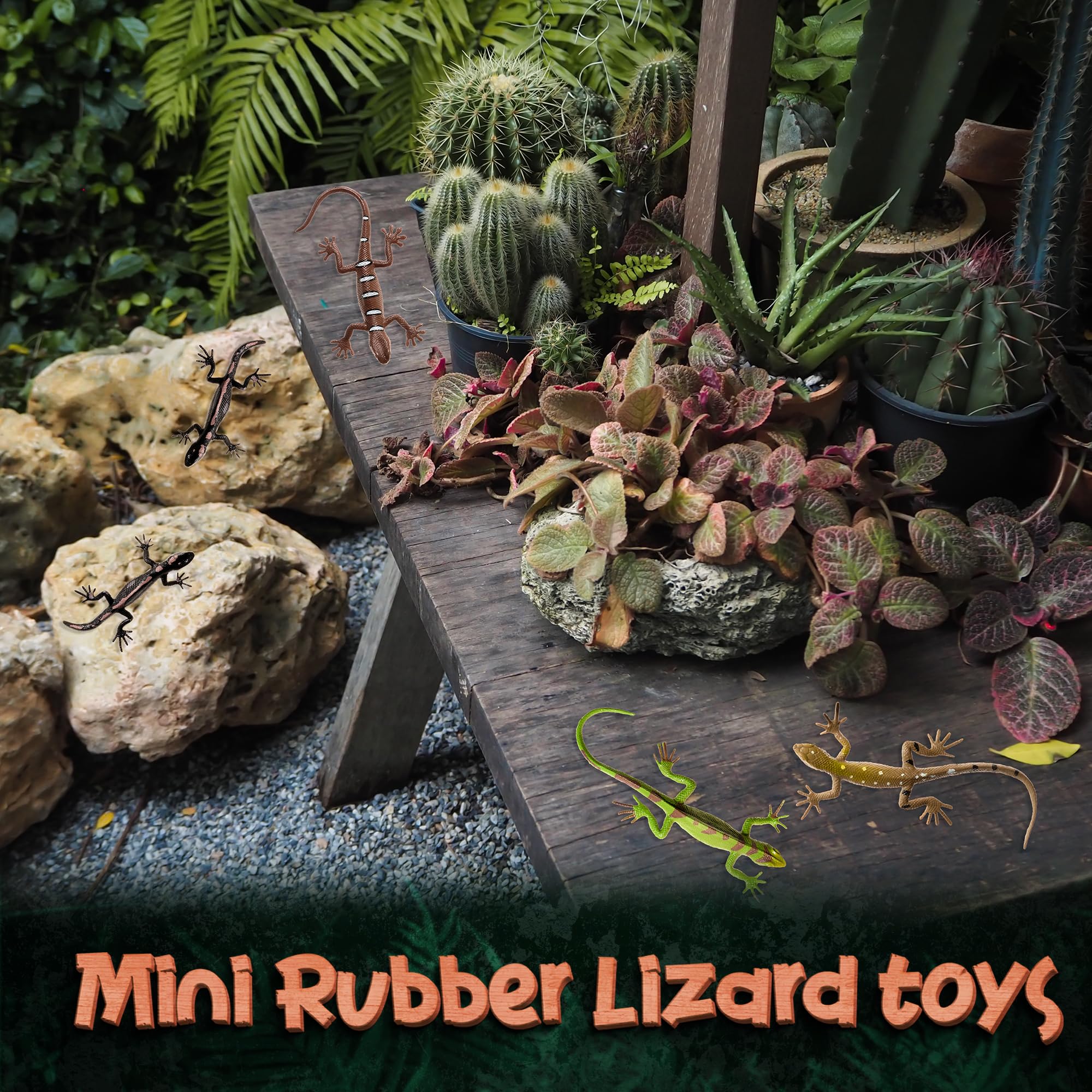 4-Inch Mini Lizard Toys for Kids - (Pack of 24) Realistic Lizards & Plastic Reptile Animal Toy Figure Set for Themed Birthday Decorations, Party Favors, Classrooms, Prizes, Pranks, Gifts, Halloween