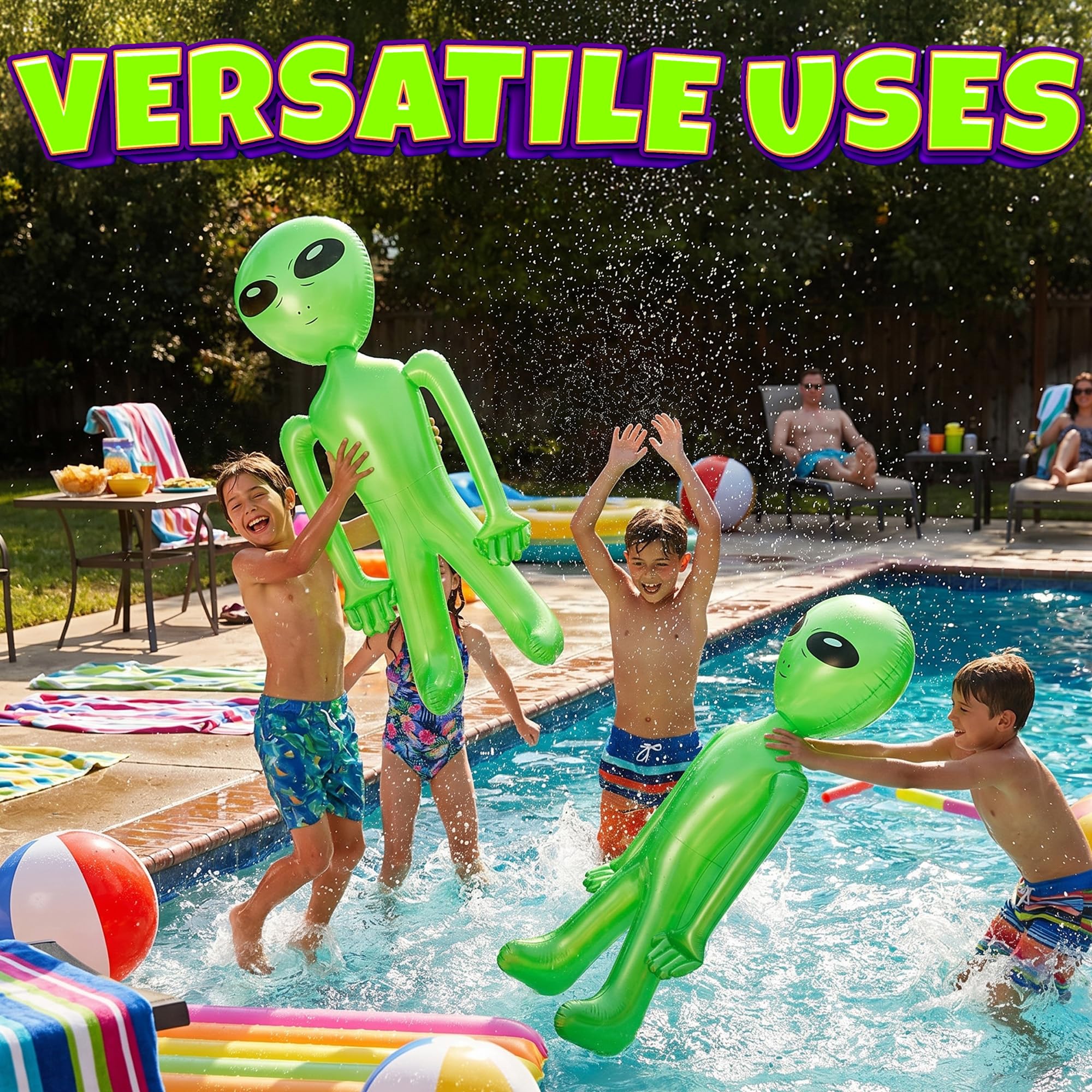 60 Inch (5 Feet) Giant Alien Inflatable - Pack of 2 - Jumbo Green Alien, for Game Prize, Alien Halloween Decorations Theme Party Favors Photo Prep & Decorations