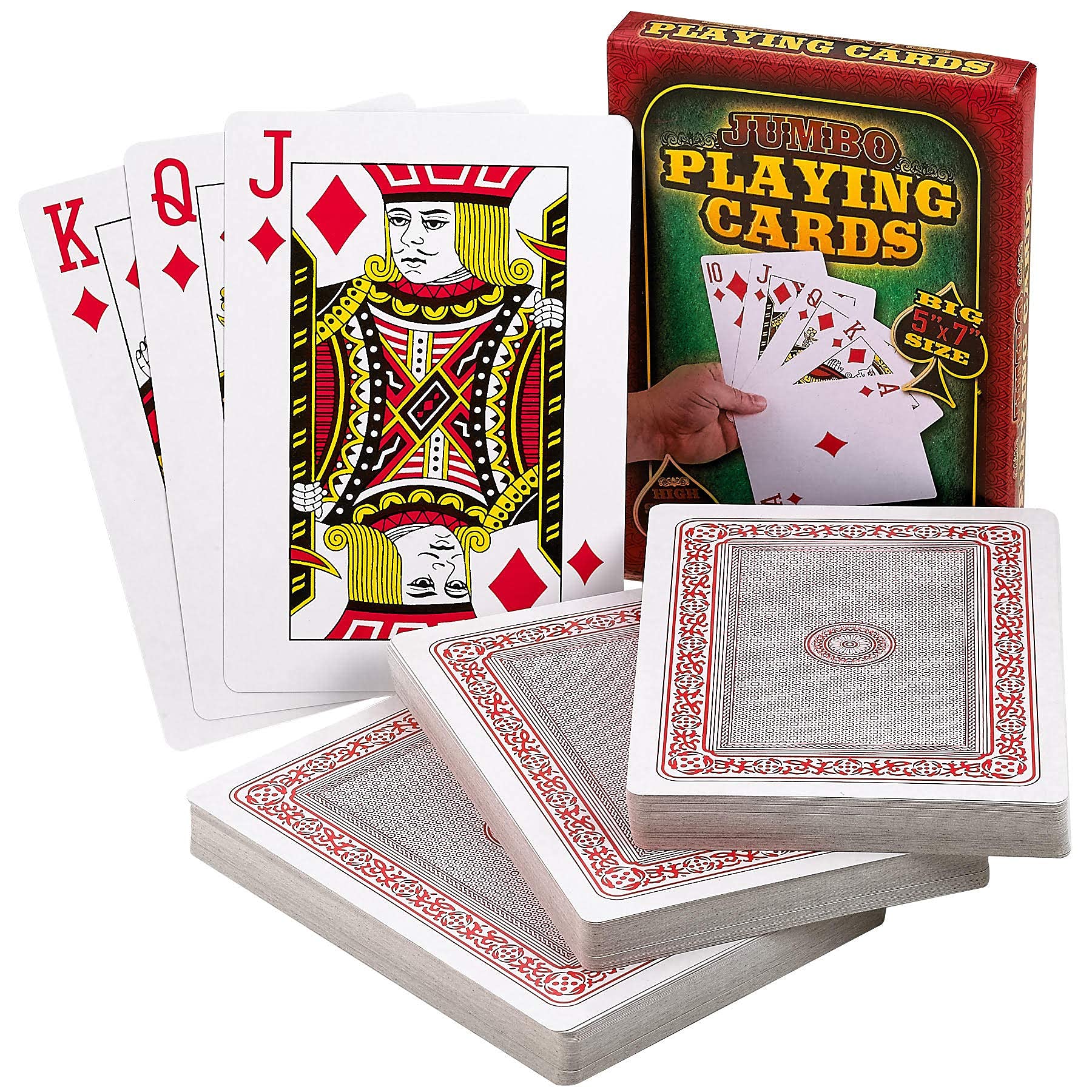 Jumbo Large Playing Cards - Big 5 x 7 Inch Giant Deck of Huge Poker Playing Cards for Casino Theme Party Decorations Game Night and Magic Supplies