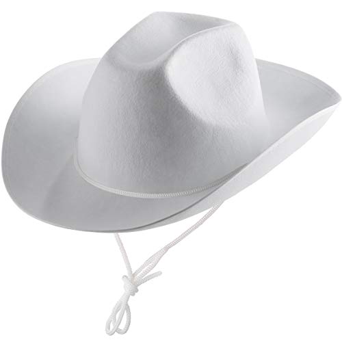 Bedwina White Cowboy Hat for Kids (2-Pack) Felt Cowboy Hat with Neck Draw String, Fits for Children for Dress-Up Parties, Play Costume and Party's