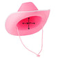 Bedwina Pink Cowboy Hat - Felt Cowboy Hat With a White Round, Costume Accessories Fits for Most Girls and Women with Adjustable Neck Draw String, for Dress-Up Parties and Play Costume