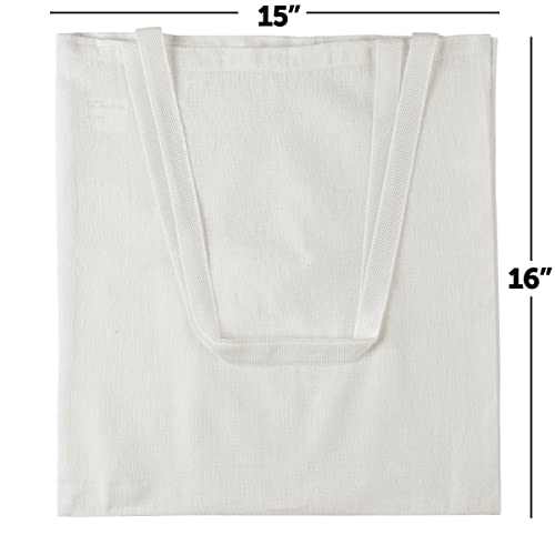 Canvas Tote Bags - Size 15"x16" (Bulk Pack Of 15) Natural Cotton Fabric Blank Tote Bags, for DIY Crafts, Gift Bag and Wedding, Birthday, Giveaways, or Reusable Grocery Bags by Bedwina