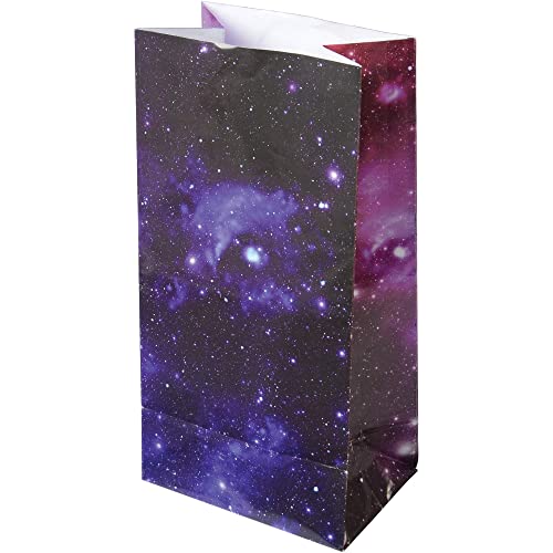 Galaxy Party Favor Bags - 24 Pack Paper Party Bags, Kids Goodie Bags for Birthday Party, Recyclable Paper Solar, Outer Space Theme Candy Treat, Gift Bag Supplies
