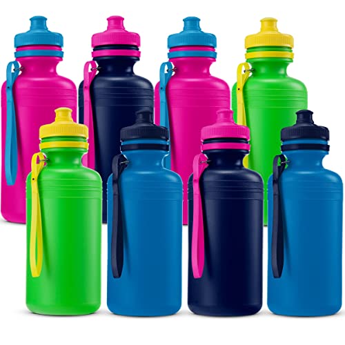 Neon Sport Water Bottles, Bulk Set of 12, 18 oz, Party Supplies & Favors,  Drinkware, Track & Field, Field Trip, Day Care 