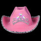 Bedwina Light-Up Pink Kids Cowgirl Hat - (Pack of 2) Little Child Blinking Cowgirl Hats with Tiara and Neck Drawstring - Felt Cowboy Costume Accessories for Small Kids Party Hat and Play Dress-Up