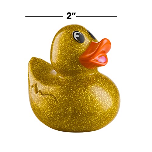 Glitter Rubber Ducks in Bulk - (Pack of 50) Assorted 2-Inch Duck Toys for Baby Shower Rubber Duckies, Rubber Bath Toy, Birthday Party Favors