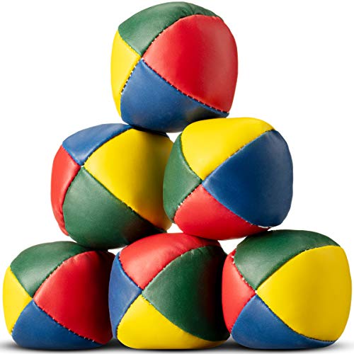 Bedwina Juggling Balls - Set of 6, 2.25 Inch Beanbag Juggling Balls for Beginners and Professionals, Mini, Premium, Soft, Durable, Easy to Learn, Colorful Vinyl for Kids and Adults