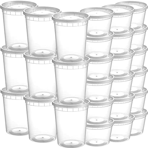 Deli Food Containers with Lids - (48 Sets) 24 - 32 Oz Quart Size & 24 - 16 Oz Pint Size Airtight Food Storage Takeout Meal Prep Containers with 54 Lids, BPA-Free, Dishwasher, Microwave Safe