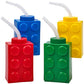 Building Blocks Cups with Straw & Lid - (Pack of 4) Reusable Brick Party Kids Cup for Block Birthday Party Supplies and Favors by Bedwina