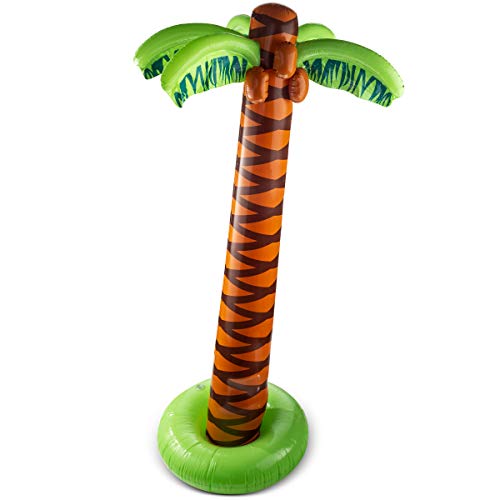 Inflatable Palm Tree - (Pack of 2) Large 5.5 Ft Blow Up Palm Trees for Hawaiian Themed Tropical Birthday, Summer Beach Backyard Luau Pool Party Decoration or Photo Booth Prop Accessory