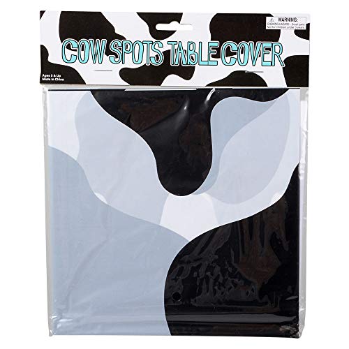 Cow Print Tablecloth (Pack of 6) 54 x 72 Inch Tablecloths for Farm Animal Themed Parties, Birthday Party Supplies and Picnic Table Covers, (Black and White)