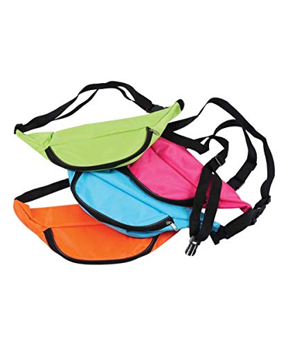 Bedwina Neon Fanny Pack Bulk - 12 Pack Adjustable Fanny Packs for Kids, Women and Men, 13 Inch Fanny Packs, Cute Fashionable Waist Bags