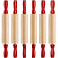 7.5 Inch Kids Wooden Rolling Pins - (Pack of 6) Mini Rolling Pin Set for Crafts, Baking, Cooking, Dough, Art - Wood Rolling Pin with Handles for Kitchen or Children's Imaginative Play