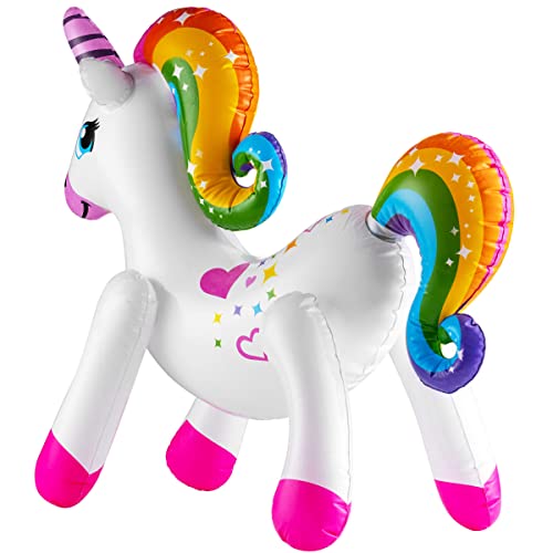 Bedwina Inflatable Unicorn - (Pack of 4) 24 Inch - Large Blow-up Rainbow Unicorns for Unicorn Themed Birthday Party Decor, Pool Fun, and Party Decoration Supplies