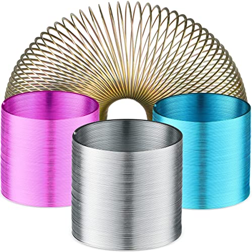 Bedwina Metal Coil Spring Toys - (Pack of 4) Bulk 2.4" Metal Magic Coil Spring Toys for Kids in Assorted Colors - Party Favors, Birthday Gift Ideas, Fidget & Stress Relief for Kids & Adults