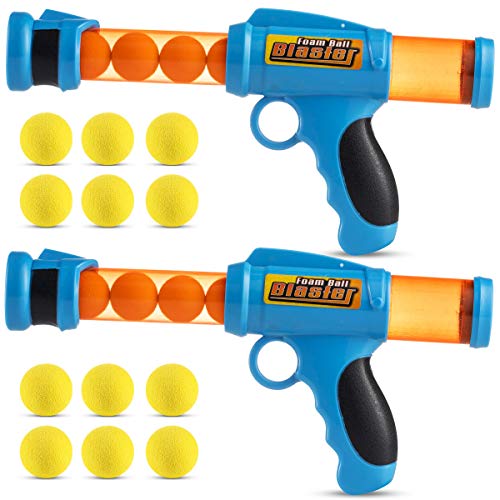 Bedwina Foam Ball Blaster – (Pack of 2) Rapid Fire Launcher and Foam Ball Gun for Kids, Fun Accuracy Shooting Game, Includes Total of 12 Soft Foam Balls