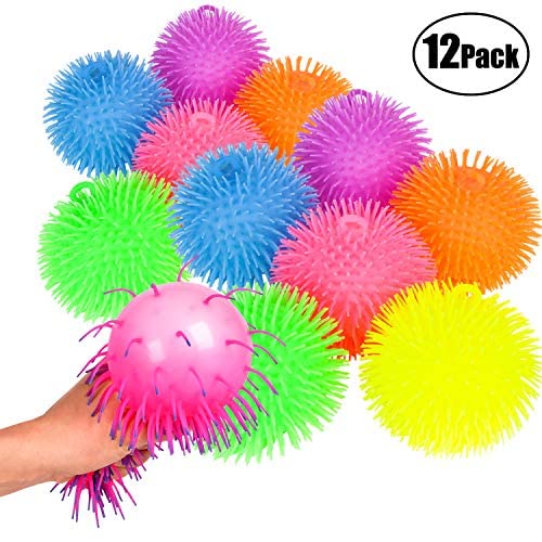 bedwina Puffer Balls (Pack of 12) - Stress Relief Balls Bulk, Neon Sensory, Stress Relief & Therapy Ball Toy for Kids for Goodie Bags, Stocking Stuffers and Party Favors