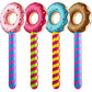 Large Inflatable Donut Lollipop (Pack of 4) Assorted 36 inch Inflatable Donut Shaped Suckers, for Donut, Candy Themed Birthday Party Favors and Decoration, for Kids