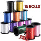 Curling Ribbon (Bulk 15 Rolls) Assorted Colors, for Fabric Ribbon, Arts and Crafts, Hair, Gifts, Wrapping, Balloons, Florist, Flowers, 60 Feet Each