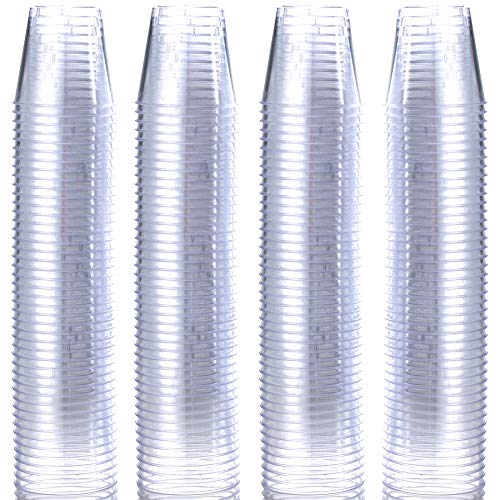 Plastic Shot Glasses - 200 Bulk Pack - 1 Ounce Shot Cups Clear Premium Mini Hard Plastic, Disposable and Reusable for Samples, Jello Shots, Bachelorette, Birthday Parties, Weddings, Dessert