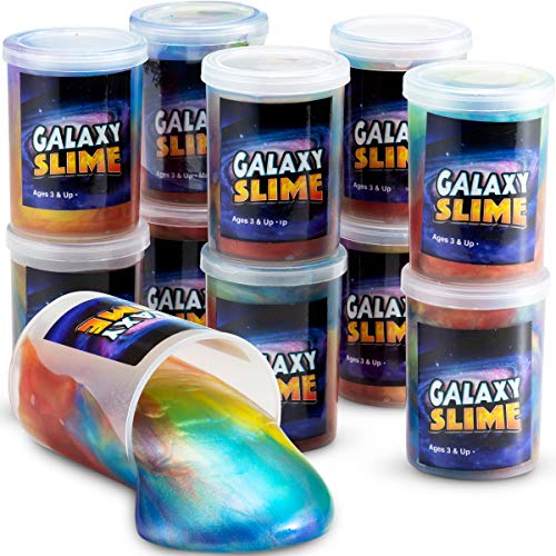 Galaxy Slime for Kids - 15 Pack of Slime Putty in Assorted Neon Colors, Premade Marble Rainbow Slime Birthday Party Favor Toys by Bedwina