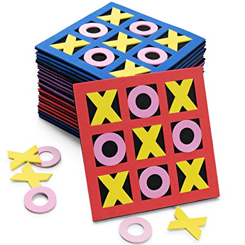 Tic Tac Toe (Bulk Pack of 24) 5"x5" Foam Tic-Tac-Toe Mini Board Game Toys for Kids, Birthday Party Favors, Goody Bag Stuffers, Classroom Prizes & Occupational Therapy, Stocking Stuffers