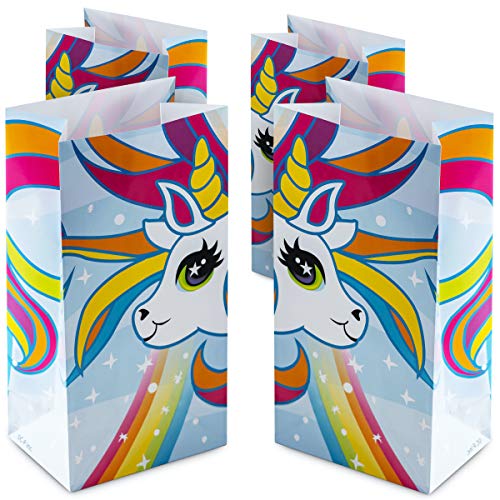 Unicorn Party Favor Bags - (Pack of 24) Rainbow Unicorn Goodie Bags and Loot Bag for Kids, Girls Birthday Parties, Small Gifts, Prizes and Candy Table Decor Supplies by Bedwina
