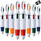 Retractable Shuttle Pens with Carabiner Clip - Pack of 12 Bulk Mini 4-in-1 Multi-Colored Ink Ballpoint Pens with Keychain for Adults, Kids, Nurses, School, Stocking Stuffers and Gifts and Party Favors