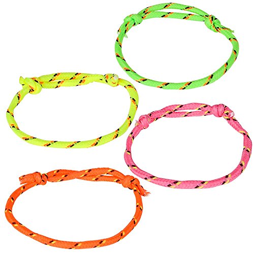 GCP Products 300 Pcs Neon Friendship Bracelets Bulk For Kids Jelly  Bracelets 80'S Party Favors Gift Adjustable Paracord Bracelets Rope Wov…