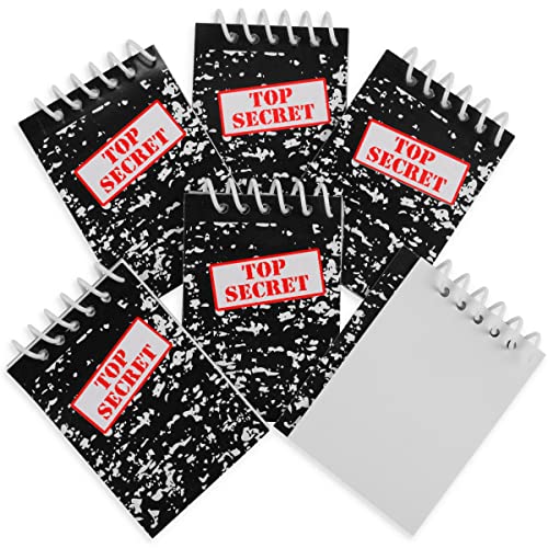 bedwina Top Secret Notebooks - (Pack of 24) Spiral Note Books, for Spy Themed Parties, Kid’s Party Favors, Treat Goody Packs