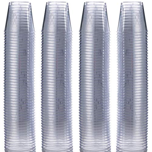 Plastic Shot Glasses - 200 Bulk Pack - 1 Ounce Shot Cups Clear Premium Mini Hard Plastic, Disposable and Reusable for Samples, Jello Shots, Bachelorette, Birthday Parties, Weddings, Dessert