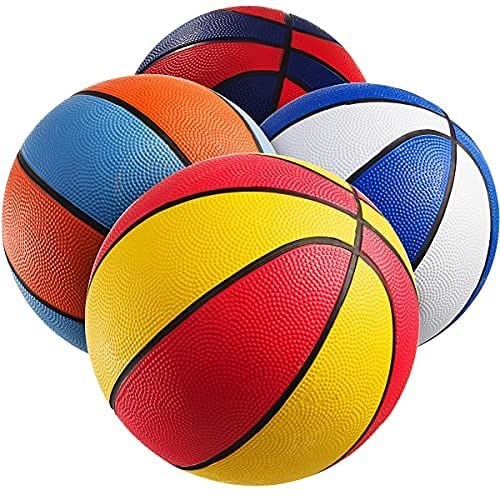 Mini Basketballs with Pump - (7 Inch, Size 3) Pack of 4 -Assorted Colo –