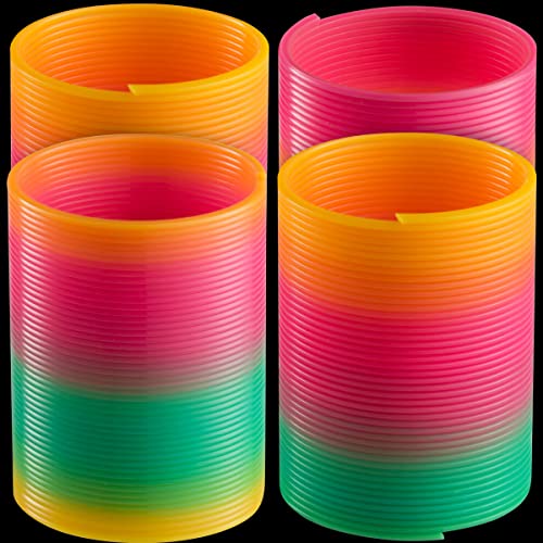 Rainbow Magic coil spring Toy (Pack of 12) Plastic Neon Coil Springs for Goody Bag Filler, Party Prizes and Stocking Stuffers