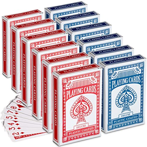Playing Cards - (Pack of 12) 3.5 Inch x 2.25 Inch Decks of Playing Cards, Travel Size, Bridge, Solitaire or Poker Cards or Novelty Gift Idea, Party Favor for Kids, Boys and Girls