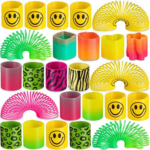 72 Pack of Mini Coil Spring - 1.4" Coil Spring Assortment in Plastic Canister, Assorted Colors and Styles - Small Bulk Toys for Kids, Party Favors, Carnival Game Prizes, Gift Bags, Stocking Stuffers