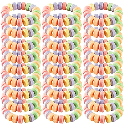 Candy Bracelets - Bulk 36 Count, Individually Wrapped - 2.5 Inch Candy Jewelry Bracelets, Stretchable, Edible, Colorful Fruit Flavor Rainbow Candies for Novelty Party Favor Supplies and Goodie Bags
