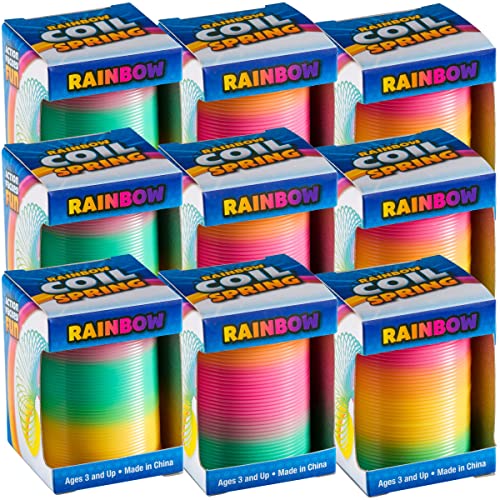 Rainbow Magic coil spring Toy (Pack of 12) Plastic Neon Coil Springs for Goody Bag Filler, Party Prizes and Stocking Stuffers